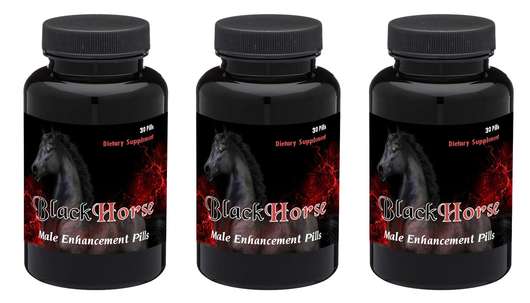 BLACK HORSE - PREMIUM HIGH END SEX PILLS FOR MEN - NATURAL DIETARY SUPPLEMENT 90 Pills 3x Bottles