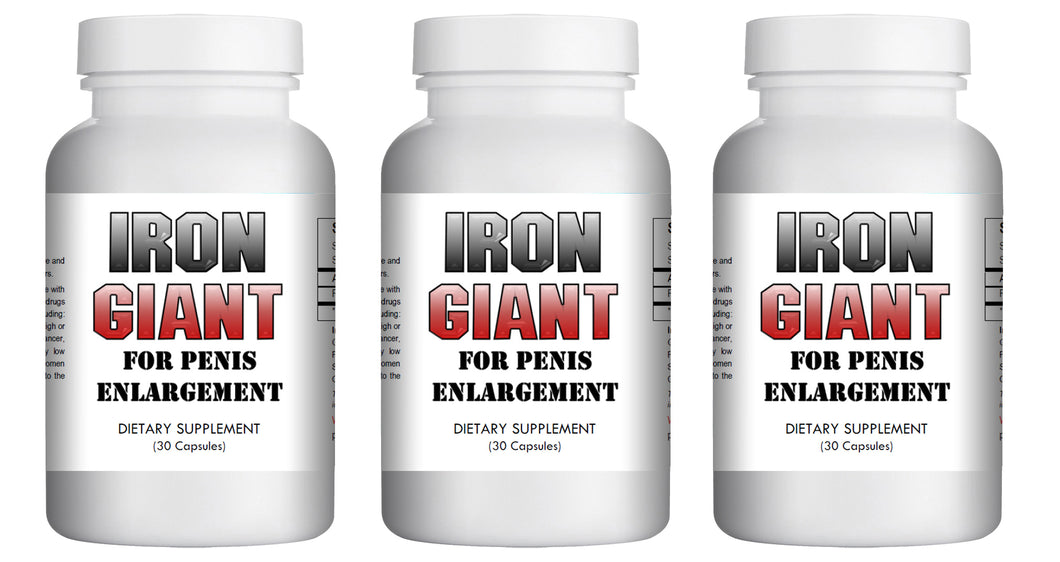 Iron Giant - MALE PENIS ENLARGEMENT PILLS LONGER BIGGER GROWTH 1-3 INCHES 120 DAYS - 3x Bottles
