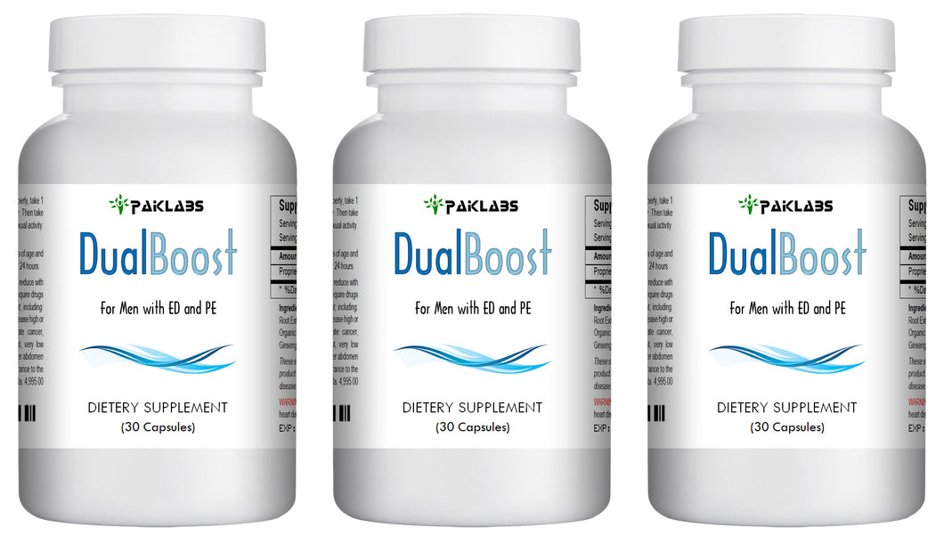 DUAL BOOST - SEX PILLS FOR MEN - SPECIAL DOUBLE FORMULA - NATURAL DIETARY SUPPLEMENT 90 Pills 3x Bottles