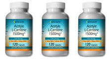Load image into Gallery viewer, Acetyle L-Carnitine 1500mg Serving 360 Capsules High Potency, Best Quality 3x HUGE BOTTLES - Sunlight