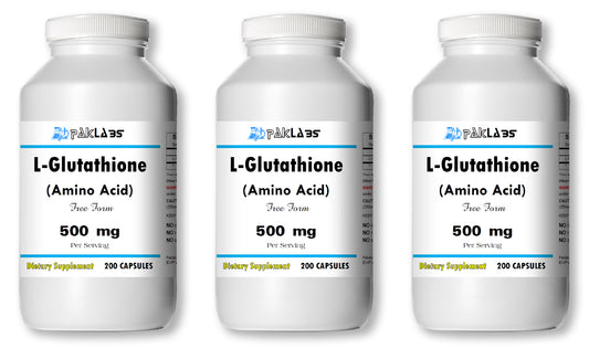 L-Glutathione Amino Acid 500mg Per Serving 600 Capsules 250mg Big Bottle 500 mg PL 3x Bottles