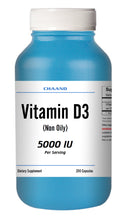 Load image into Gallery viewer, Vitamin D3 200 Capsules 5,000 iu High Potency CH
