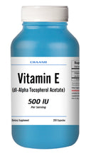 Load image into Gallery viewer, Vitamin E (dl-Alpha Tocopherol Acetate) 200 Capsules 500iu High Potency CH