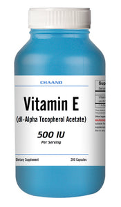 Vitamin E (dl-Alpha Tocopherol Acetate) 200 Capsules 500iu High Potency CH