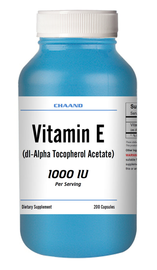 Vitamin E (dl-Alpha Tocopherol Acetate) 200 Capsules 1000iu High Potency CH