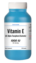 Load image into Gallery viewer, Vitamin E (dl-Alpha Tocopherol Acetate) 200 Capsules 1000iu High Potency CH