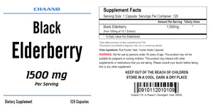 Black Elderberry Extract 1500mg Serving 120 Capsules High Potency CH