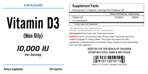Vitamin D3 120 Capsules 10,000 iu High Potency CH