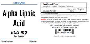 ALA Alpha Lipoic Acid 800mg Serving Extreme Strength Big Bottle 120 Capsules CH