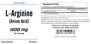 L-Arginine 1000mg 120 Capsules High Potency, Best Quality BIG BOTTLE CH