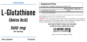 L-Glutathione 500mg Serving 120 Capsules Best Quality BIG BOTTLE CH