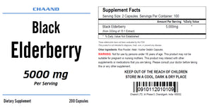Black Elderberry Extract 5000mg Serving 200 Capsules High Potency CH