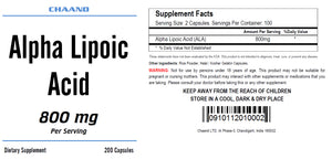 ALA Alpha Lipoic Acid 800mg Serving Extreme Strength Big Bottle 200 Capsules CH
