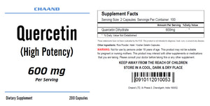 Quercetin 600mg Serving High Potency 200 Capsule GREAT DEAL CH