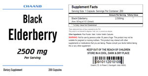 Black Elderberry Extract 2500mg Serving 200 Capsules High Potency CH